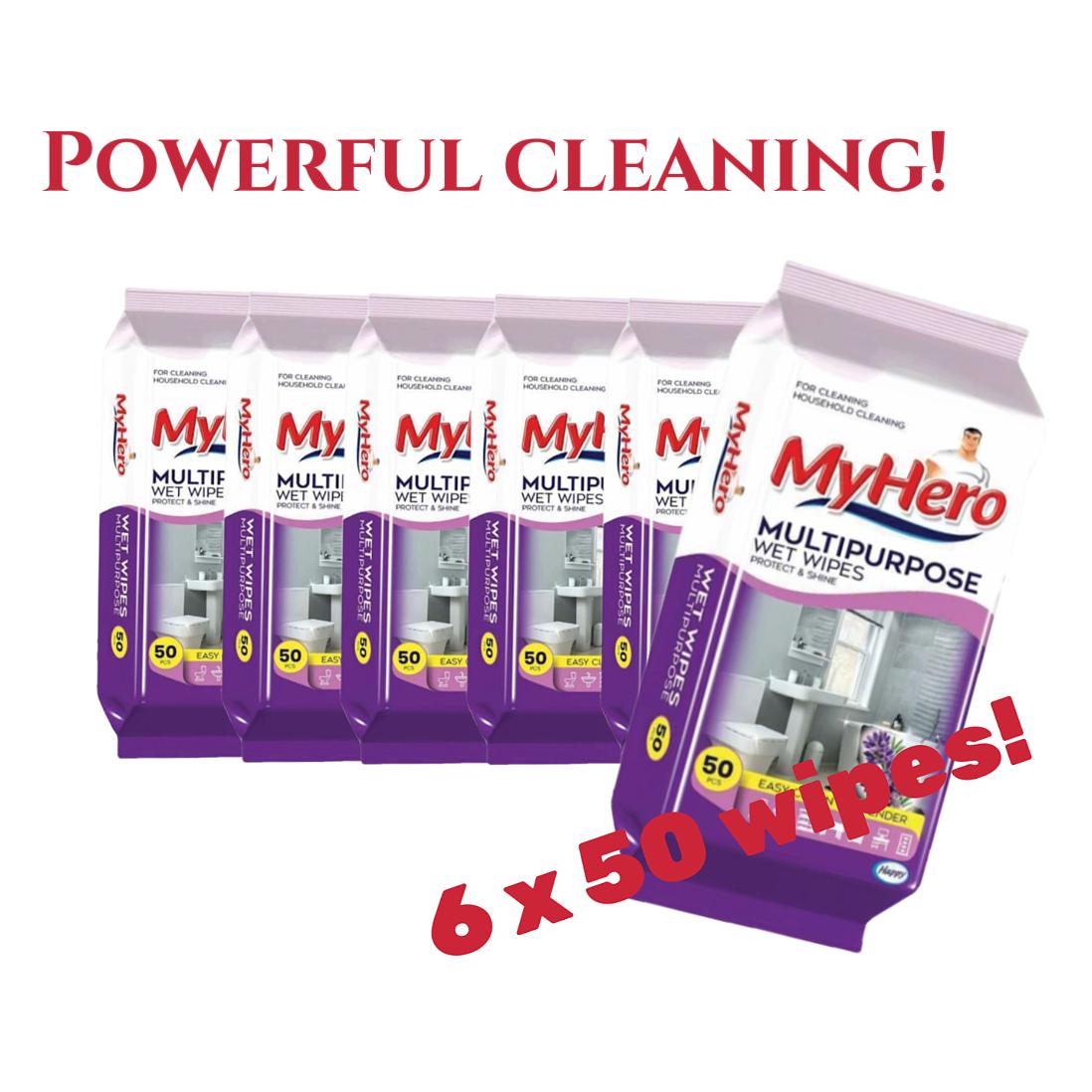 Allesreiniger vochtige doekjes - 6 x 50 stuks (totaal 300 vochtige doekjes) | Voordeelverpakking | Lavendel geur